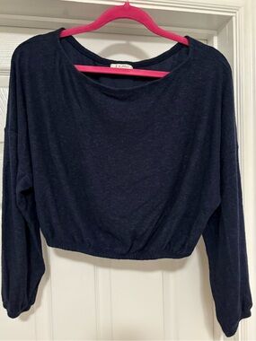 Z Supply Navy Cropped Long Sleeve Top